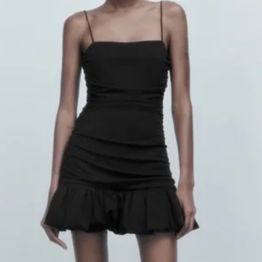 ZARA RUFFLED RUCHED DRESS